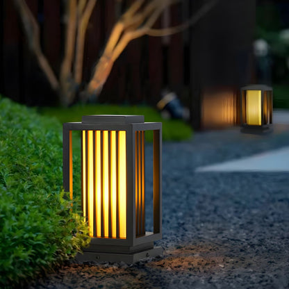Outdoor Rectangular Pillar Light Black LED Modern | Larvex