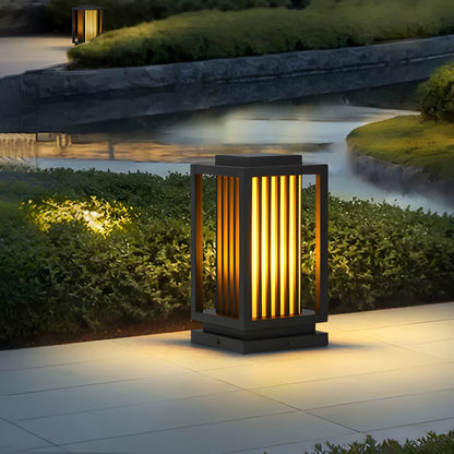 Outdoor Rectangular Pillar Light Black LED Modern | Larvex