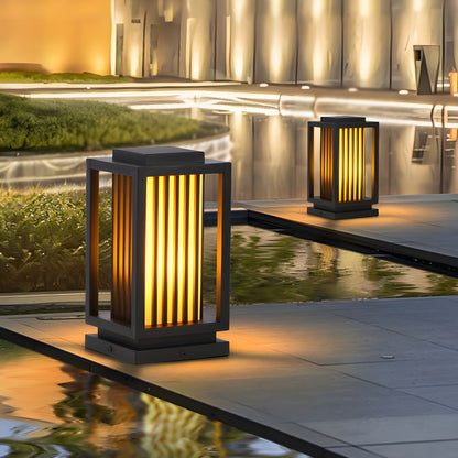 Outdoor Rectangular Pillar Light Black LED Modern | Larvex