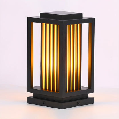 Outdoor Rectangular Pillar Light Black LED Modern | Larvex