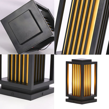 Outdoor Rectangular Pillar Light Black LED Modern | Larvex