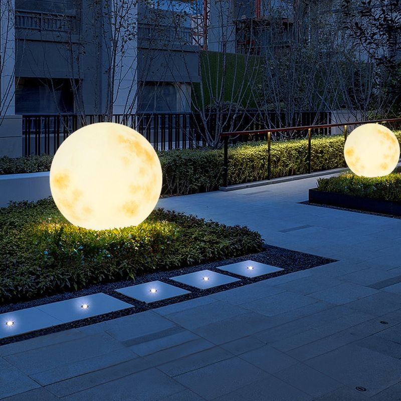 Outdoor Round Solar LED Light Multi Colour Resin Design | Korvane
