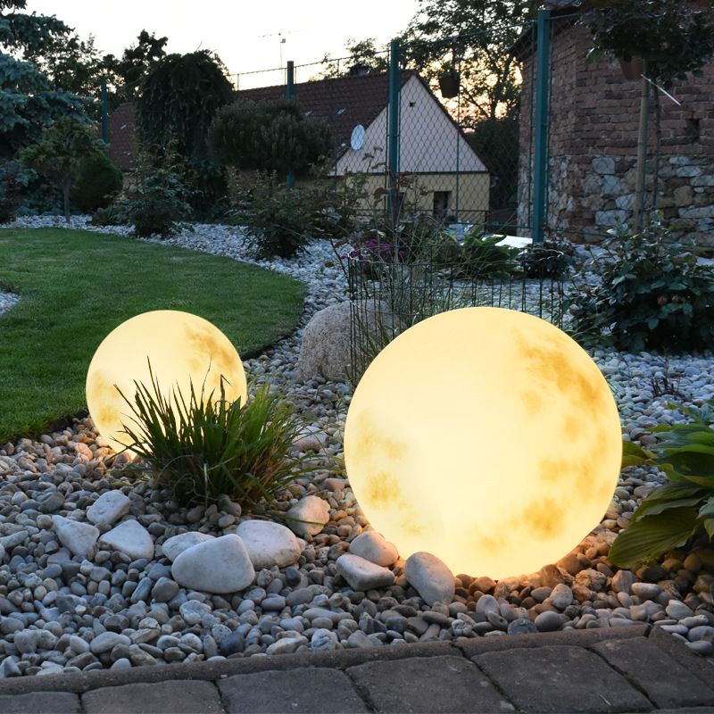Outdoor Round Solar LED Light Multi Colour Resin Design | Korvane