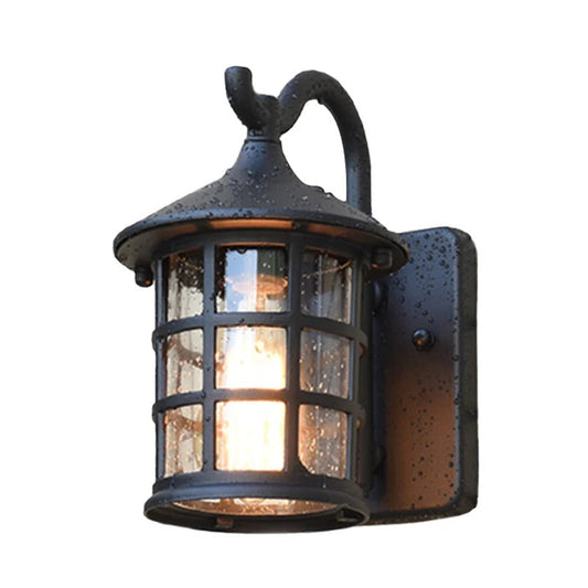Outdoor Seeded Glass Lantern Wall Light Rustic Mount | Arleno