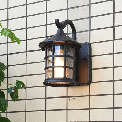 Outdoor Seeded Glass Lantern Wall Light Rustic Mount | Arleno