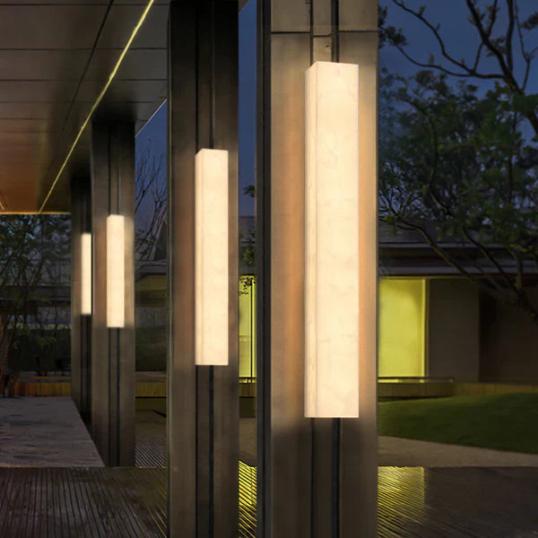 Outdoor Slim Wall Light with Imitated Alabaster Facade | Melvora