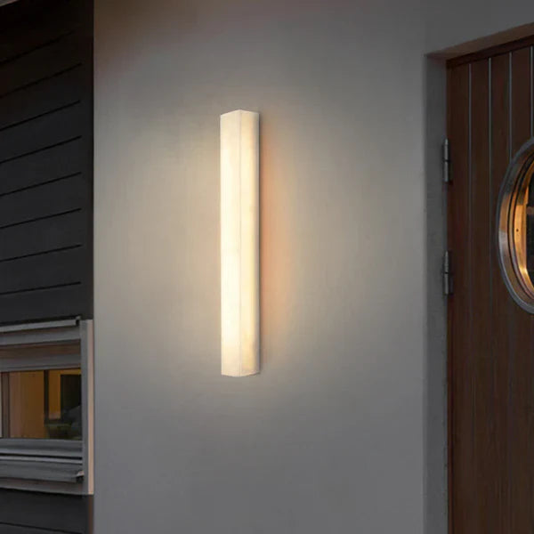 Outdoor Slim Wall Light with Imitated Alabaster Facade | Melvora
