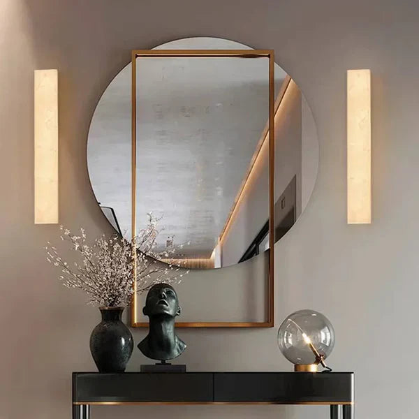 Outdoor Slim Wall Light with Imitated Alabaster Facade | Melvora