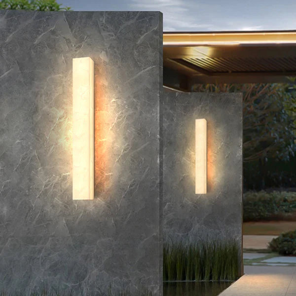Outdoor Slim Wall Light with Imitated Alabaster Facade | Melvora