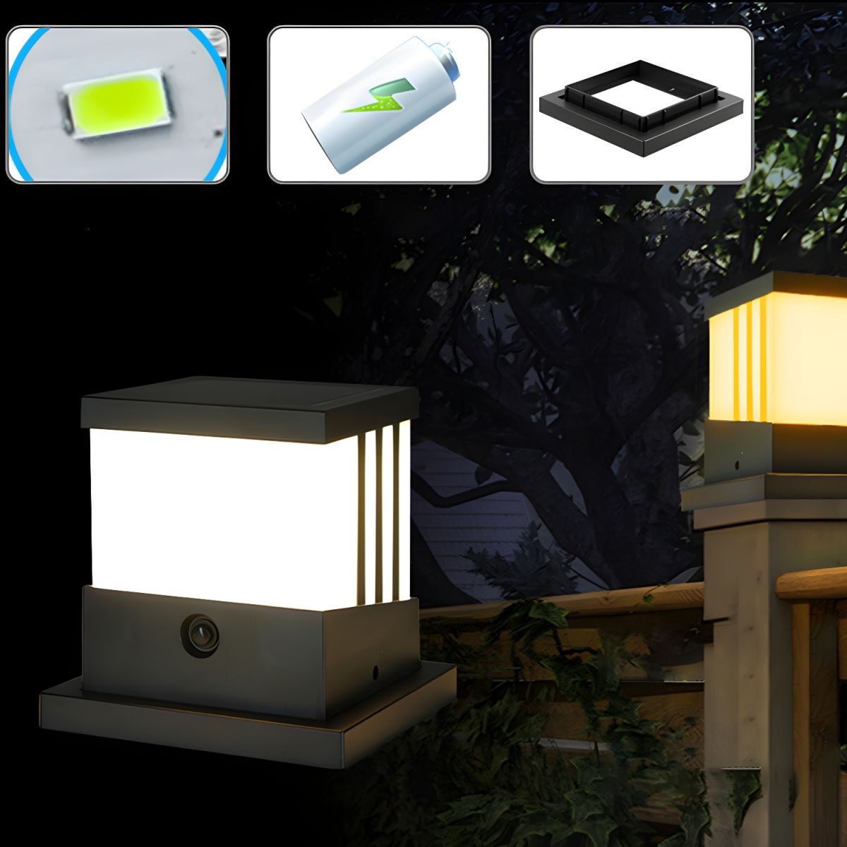 Outdoor Solar LED Cube Light Modern Style 3 Modes | Lornico