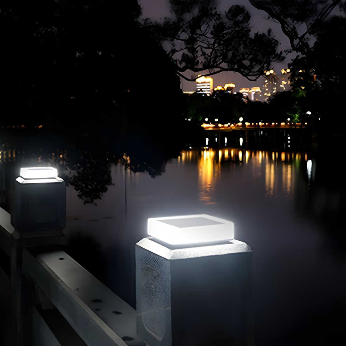 Outdoor Solar LED Pillar Light Modern Plastic White | Sarvane