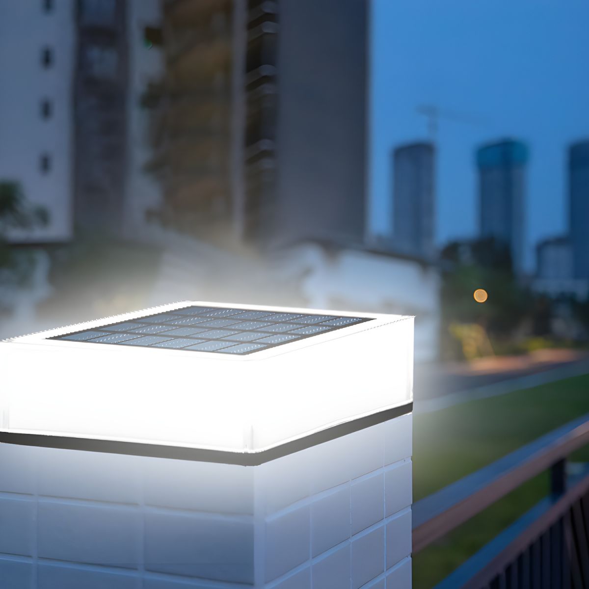 Outdoor Solar LED Pillar Light Modern Plastic White | Sarvane
