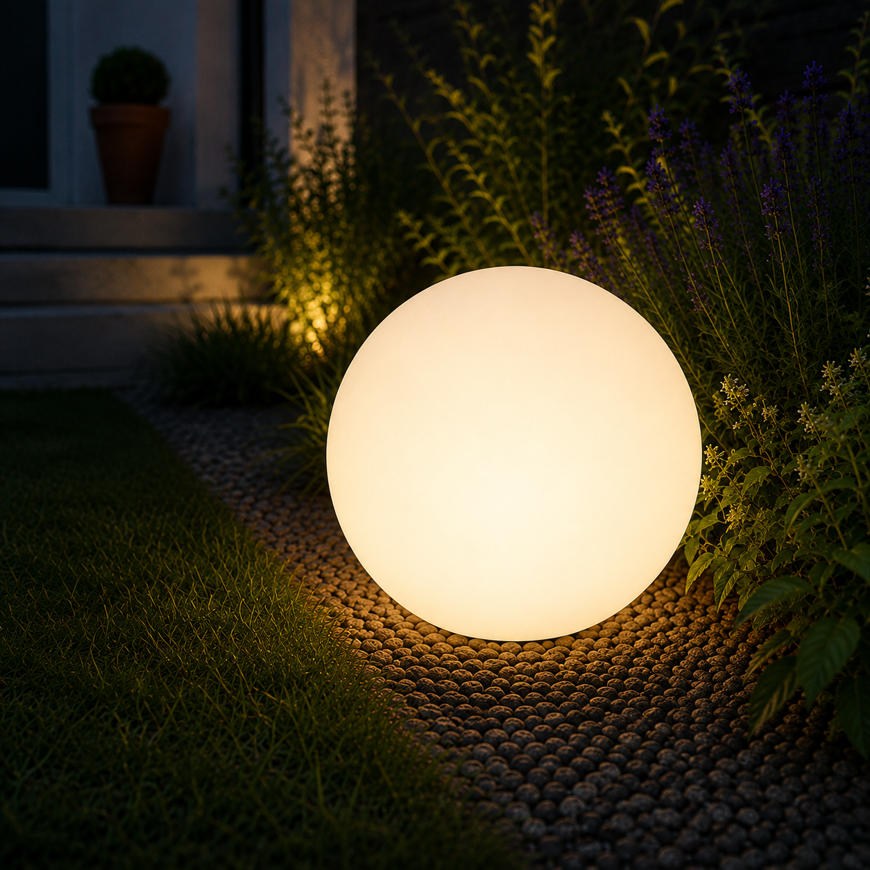 Outdoor Solar LED Sphere Light Modern Portable Design | Bravico