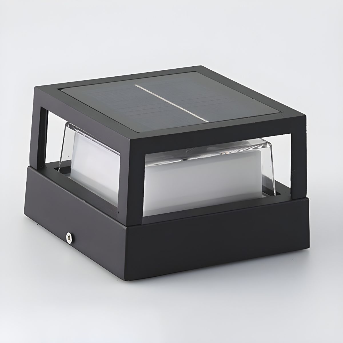 Outdoor Solar Metal Pillar Light Modern Geometry Design | Rarnico