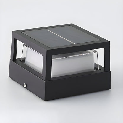Outdoor Solar Metal Pillar Light Modern Geometry Design | Rarnico