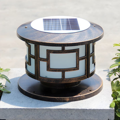 Outdoor Solar Metal Round Light Bronze Finish Modern | Harnico