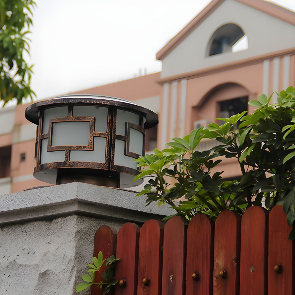 Outdoor Solar Metal Round Light Bronze Finish Modern | Harnico