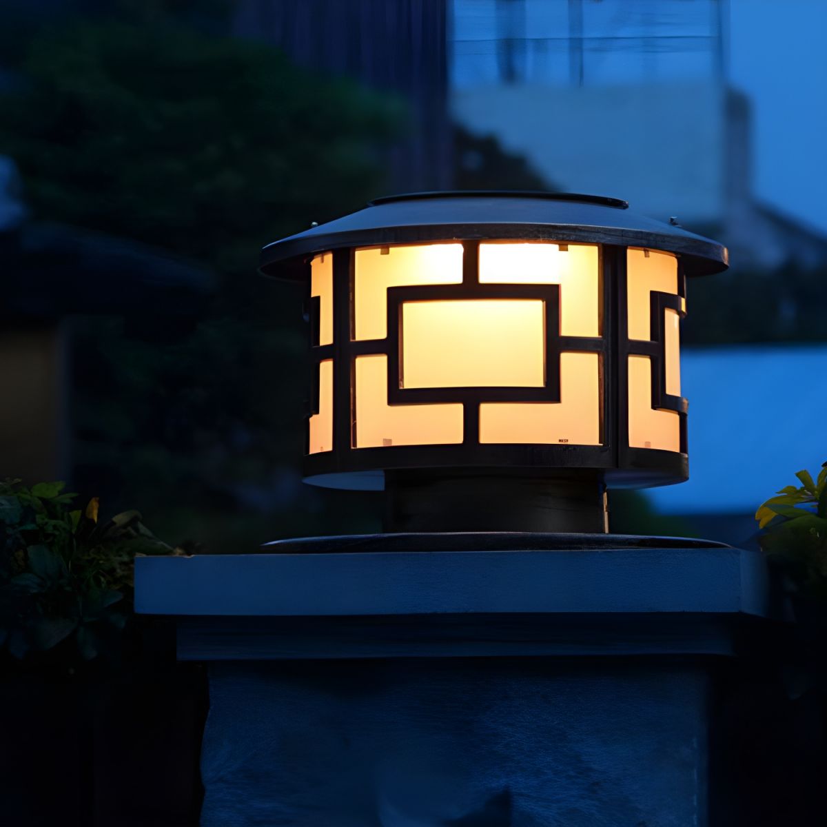 Outdoor Solar Metal Round Light Bronze Finish Modern | Harnico
