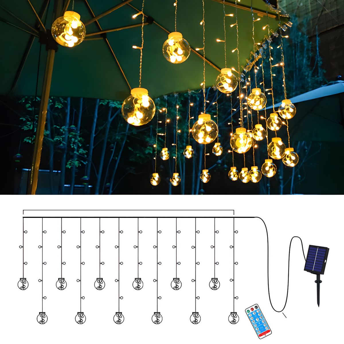 Outdoor Solar String Light Warm LED Glow Patio Garden | Lorqen