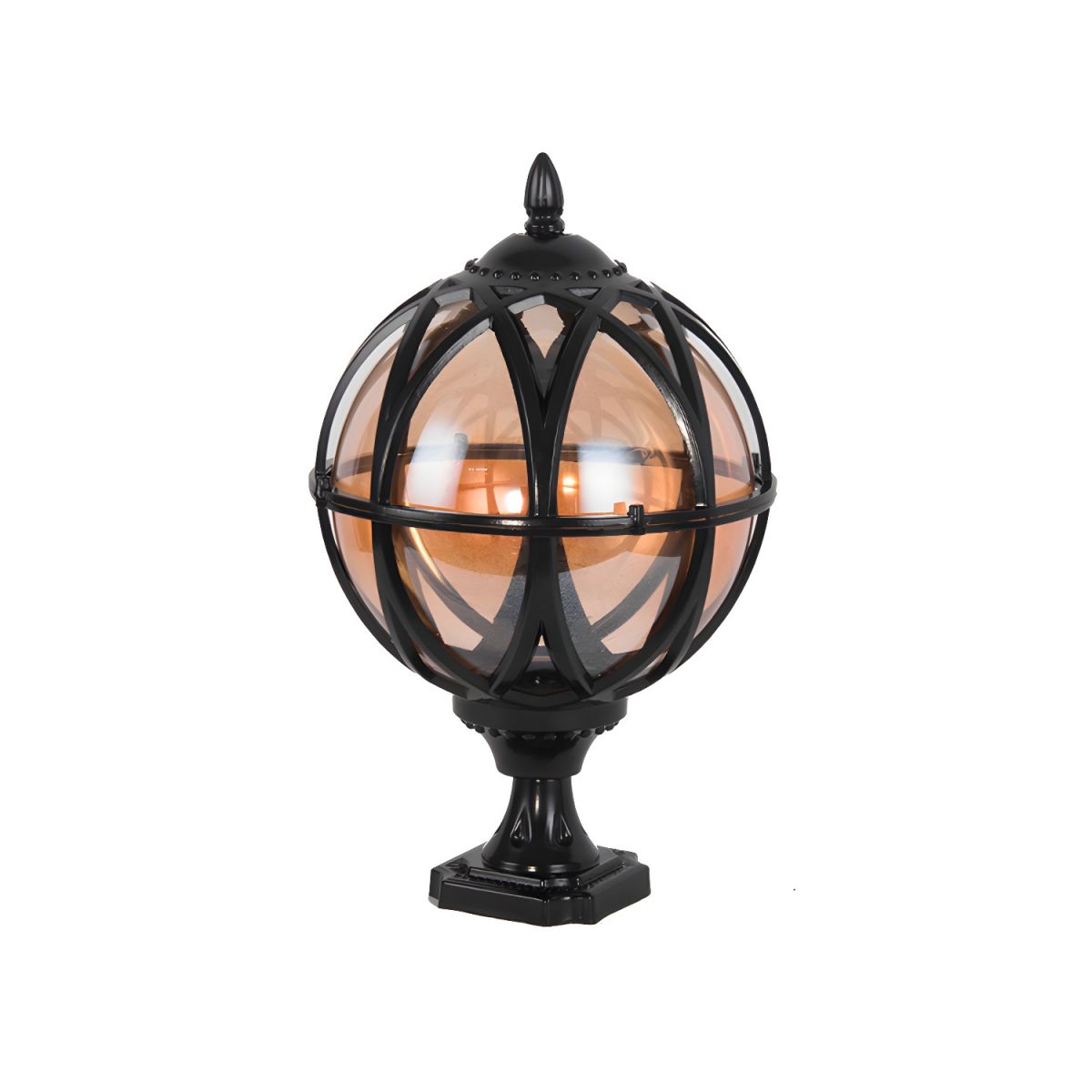 Outdoor Spherical Glass Pillar Light Waterproof Fixture | Calvora