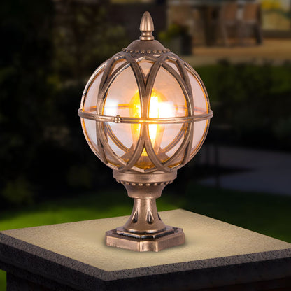 Outdoor Spherical Glass Pillar Light Waterproof Fixture | Calvora