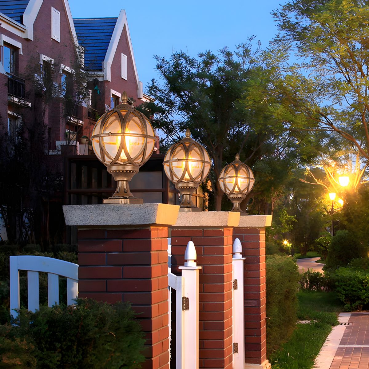Outdoor Spherical Glass Pillar Light Waterproof Fixture | Calvora