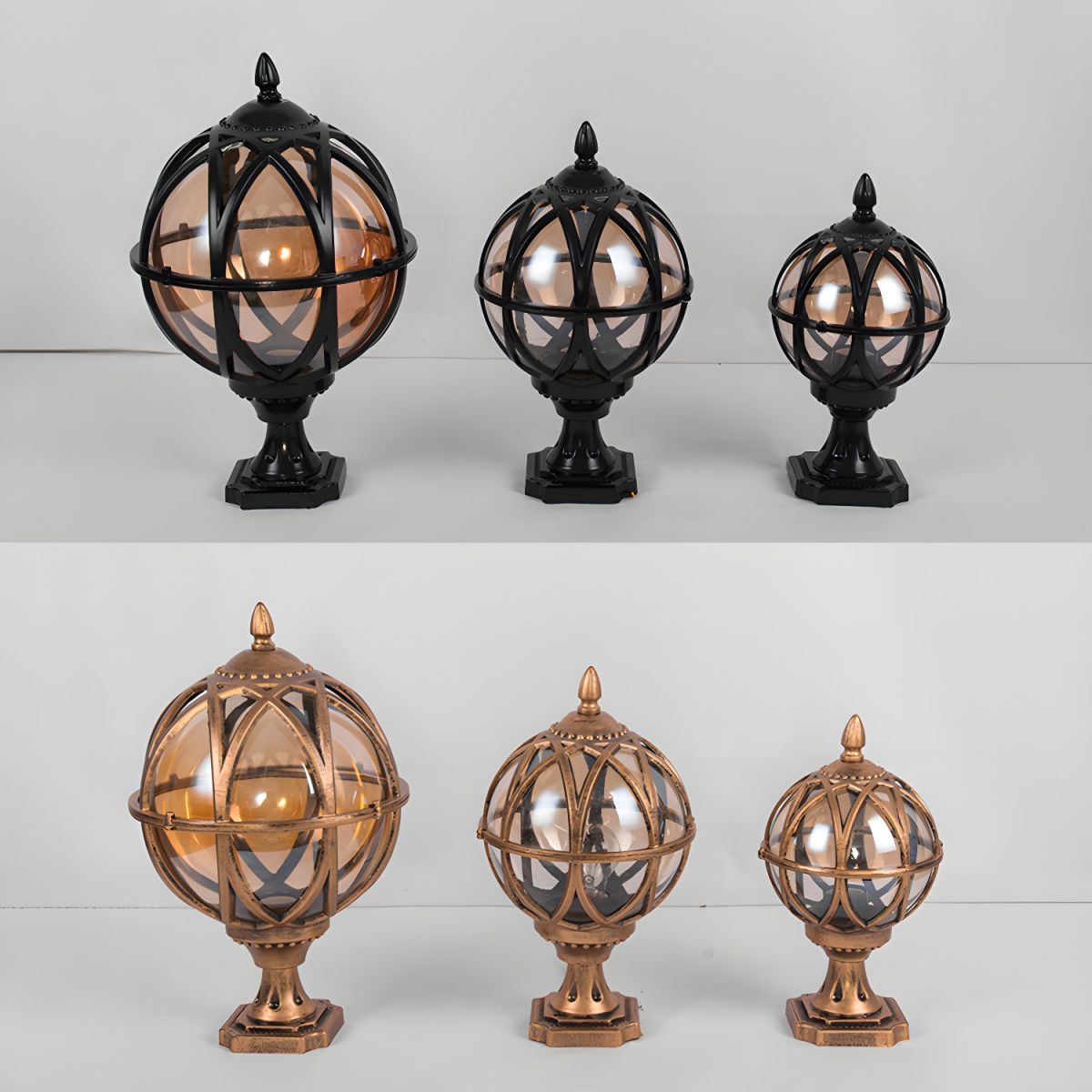 Outdoor Spherical Glass Pillar Light Waterproof Fixture | Calvora