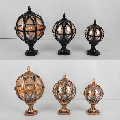 Outdoor Spherical Glass Pillar Light Waterproof Fixture | Calvora