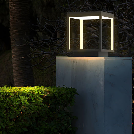 Outdoor Waterproof Metal Garden Pillar Light Black | Lenvico