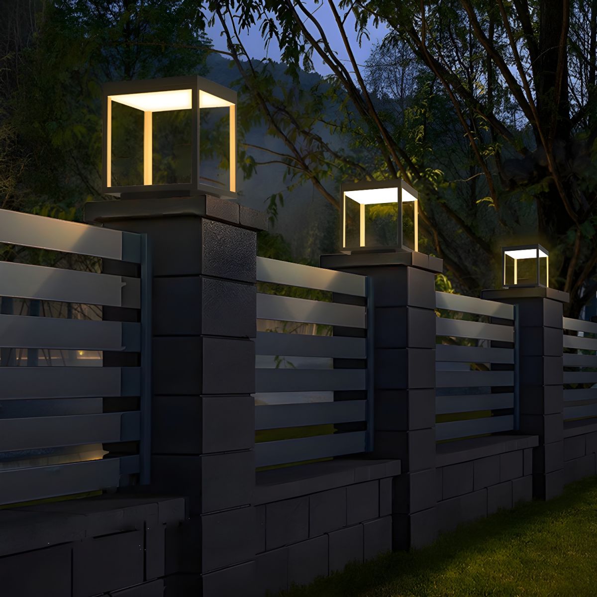 Outdoor Waterproof Metal Garden Pillar Light Black | Lenvico