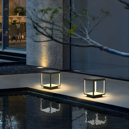 Outdoor Waterproof Metal Garden Pillar Light Black | Lenvico