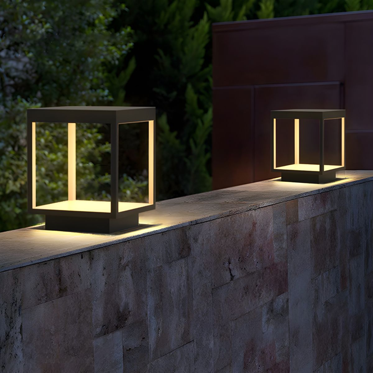Outdoor Waterproof Metal Garden Pillar Light Black | Lenvico