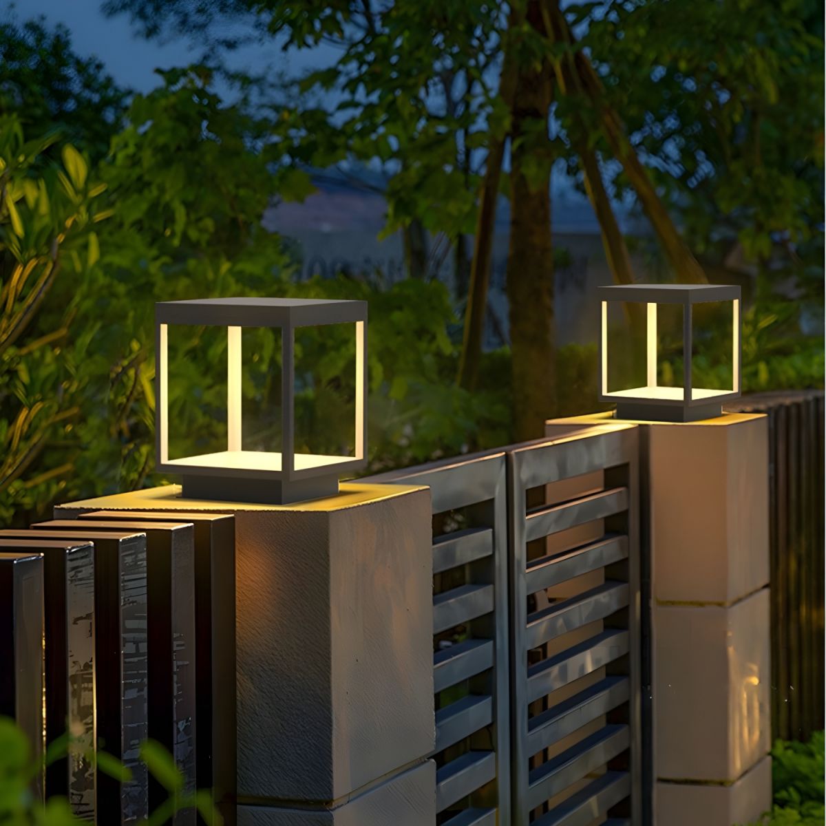 Outdoor Waterproof Metal Garden Pillar Light Black | Lenvico
