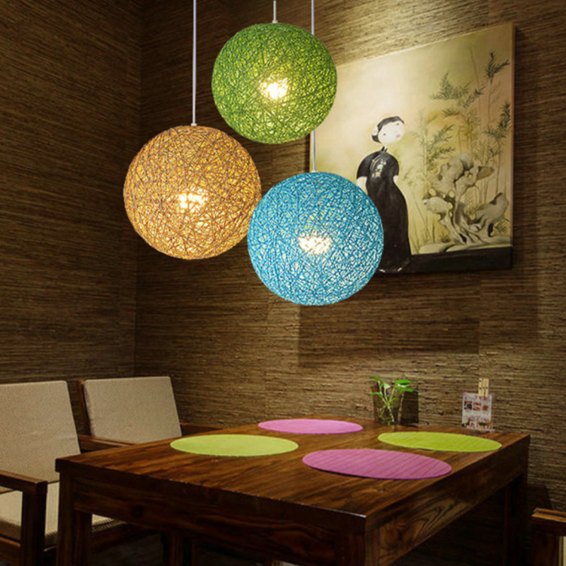 Paper Sphere Pendant Light Nordic Wicker Style | Zenlora