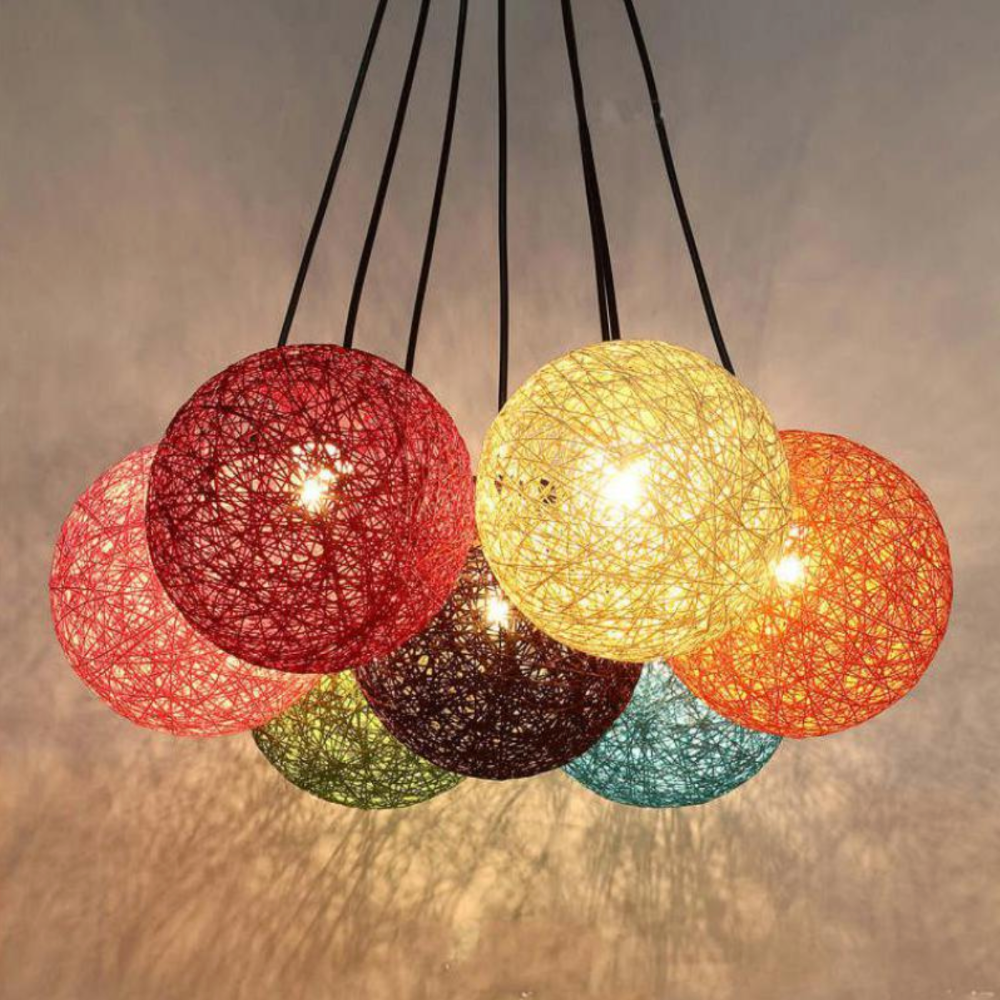 Paper Sphere Pendant Light Nordic Wicker Style | Zenlora
