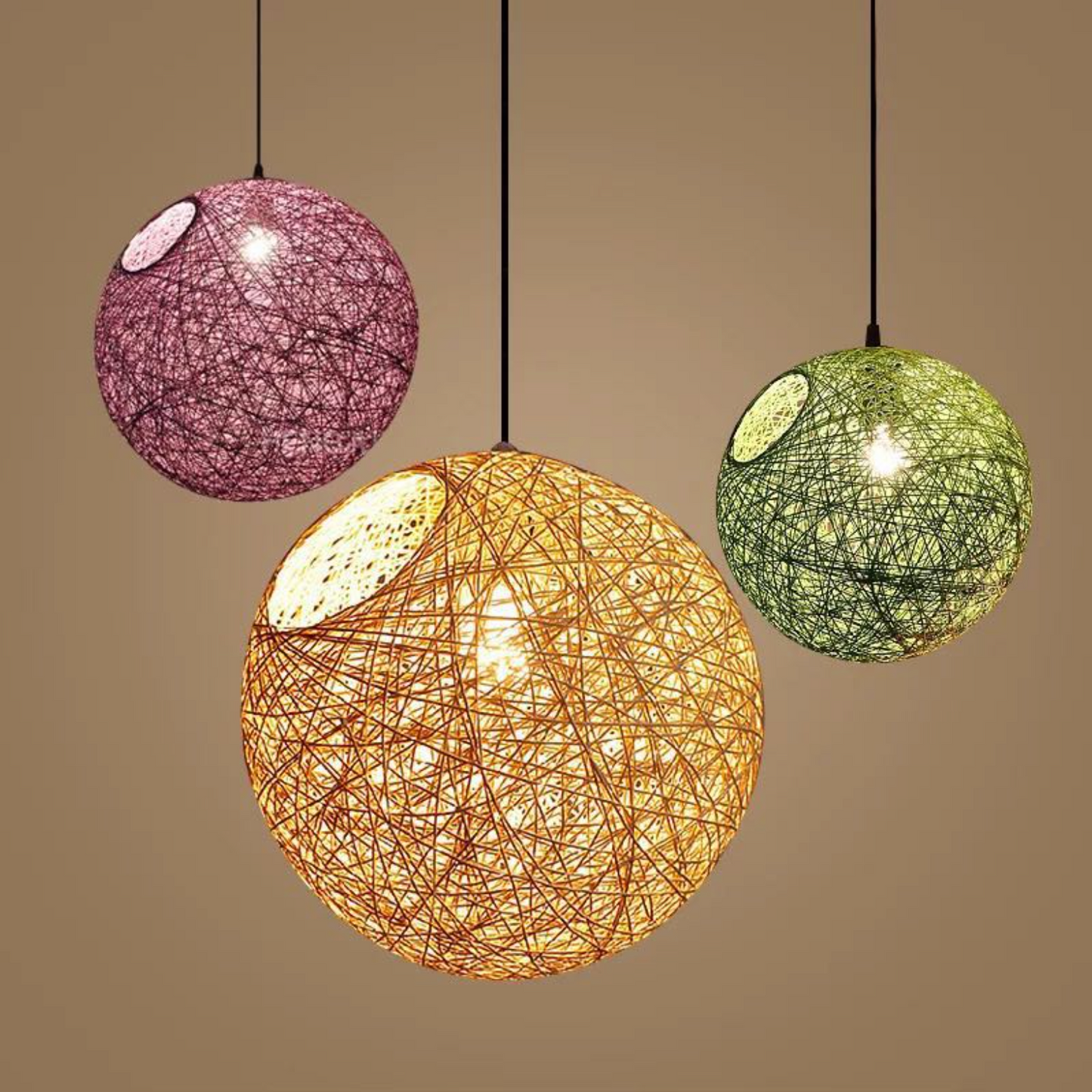 Paper Sphere Pendant Light Nordic Wicker Style | Zenlora
