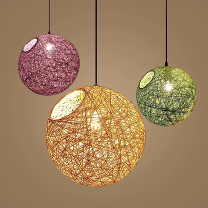 Paper Sphere Pendant Light Nordic Wicker Style | Zenlora