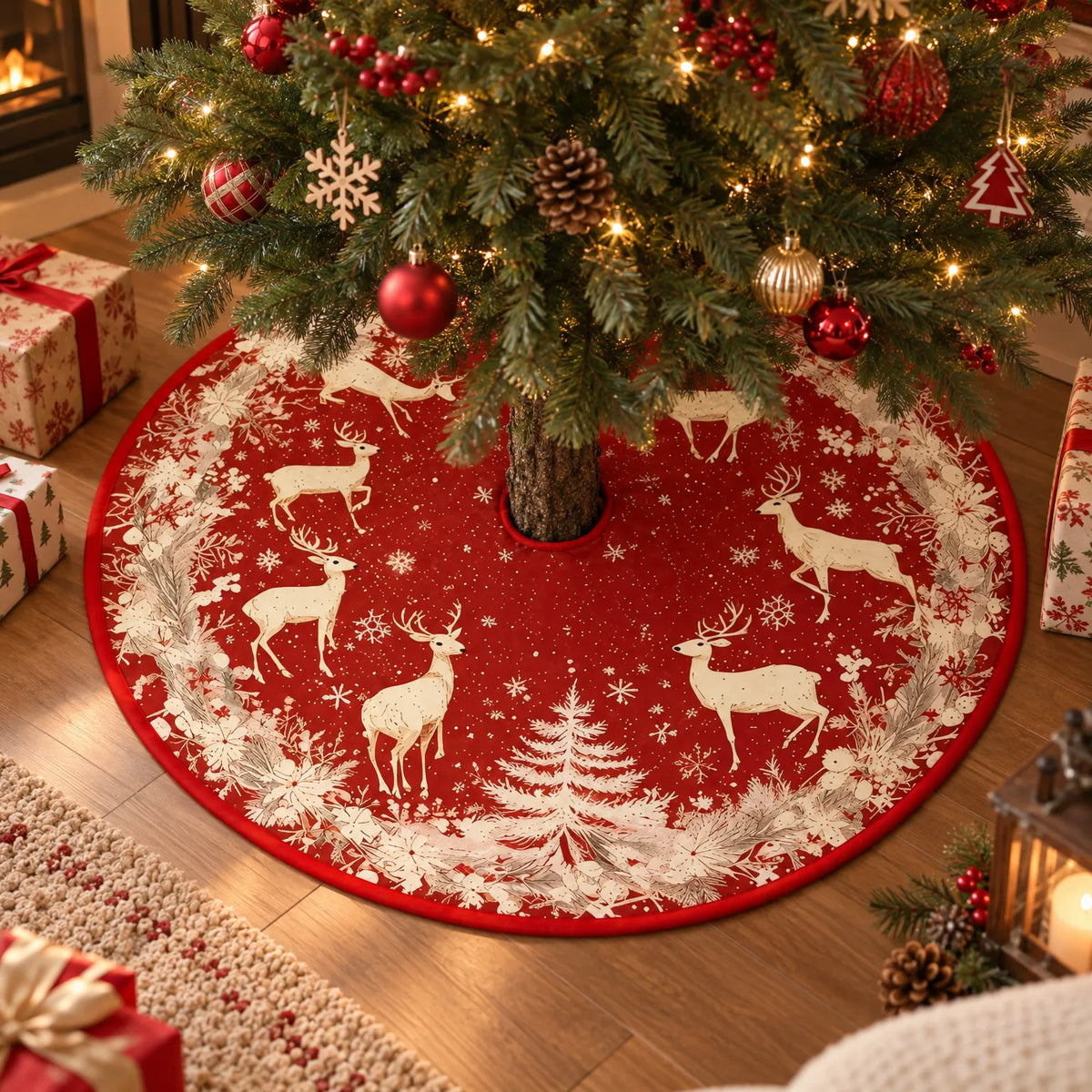 Patterned Christmas Tree Skirt Mat