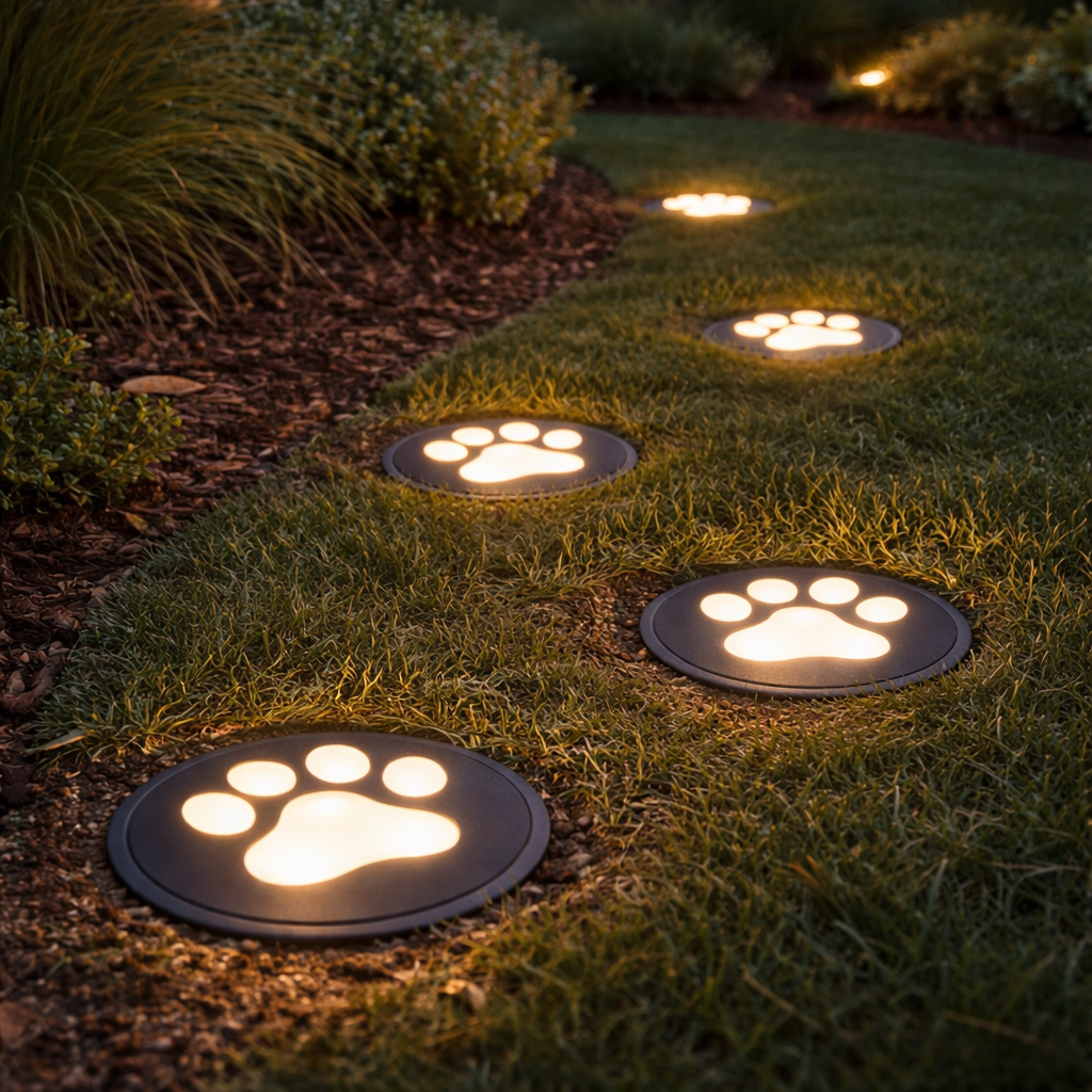 Paw Print Outdoor Ground Light Metal Acrylic In Ground | Brenico