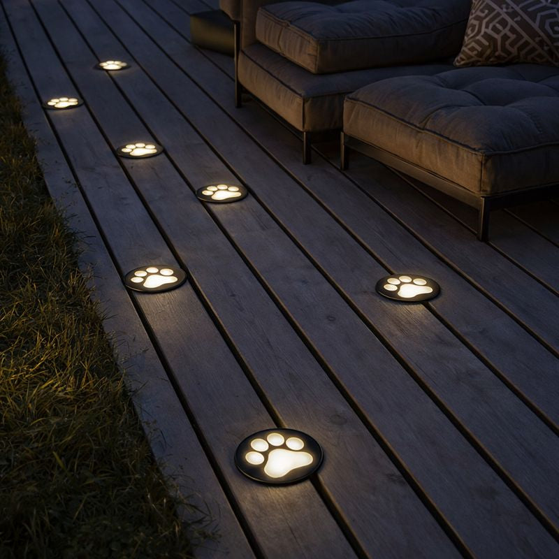 Paw Print Outdoor Ground Light Metal Acrylic In Ground | Brenico