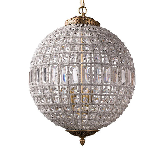 Pendant Crystal Globe Light French Country Brass Finish | Velina