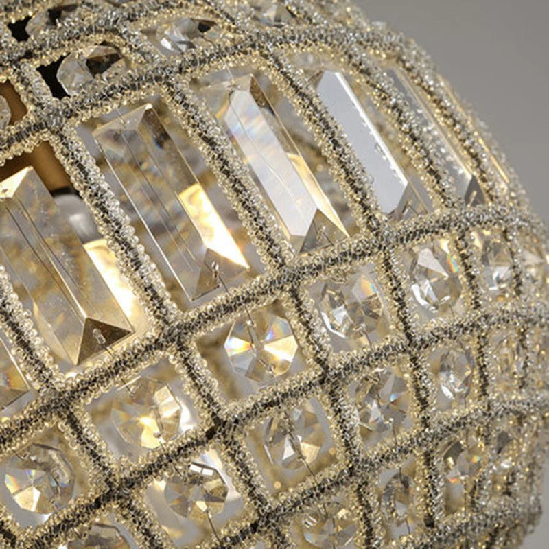 Pendant Crystal Globe Light French Country Brass Finish | Velina