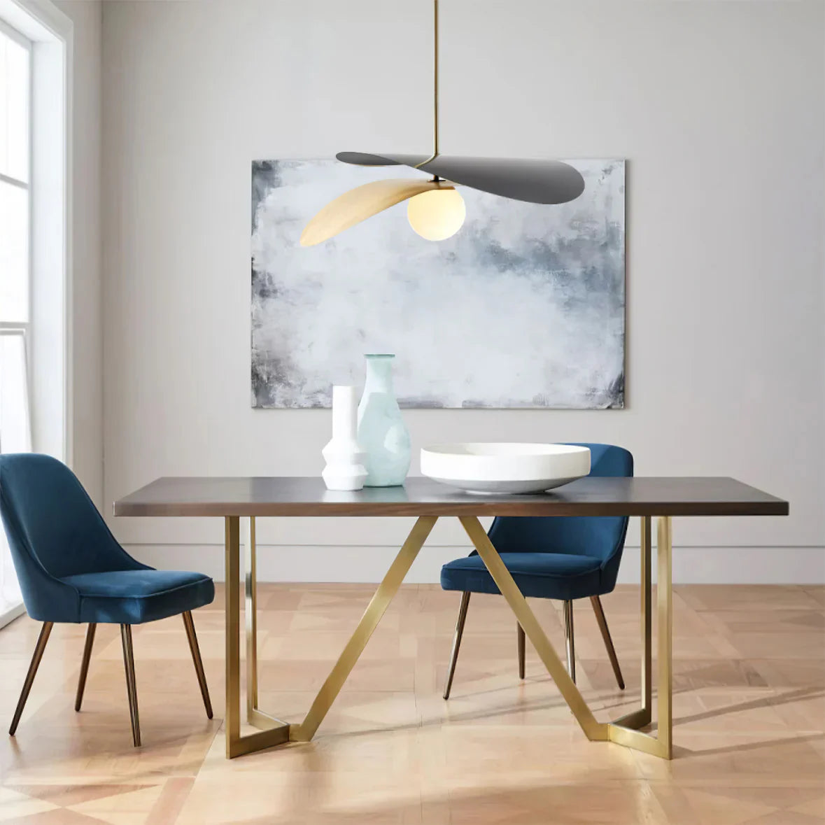 Pendant Light Glass Metal Mid Century Style | Calirae