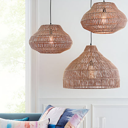 Pendant Light Handwoven Rattan Boho Style Modern Design | Luvora