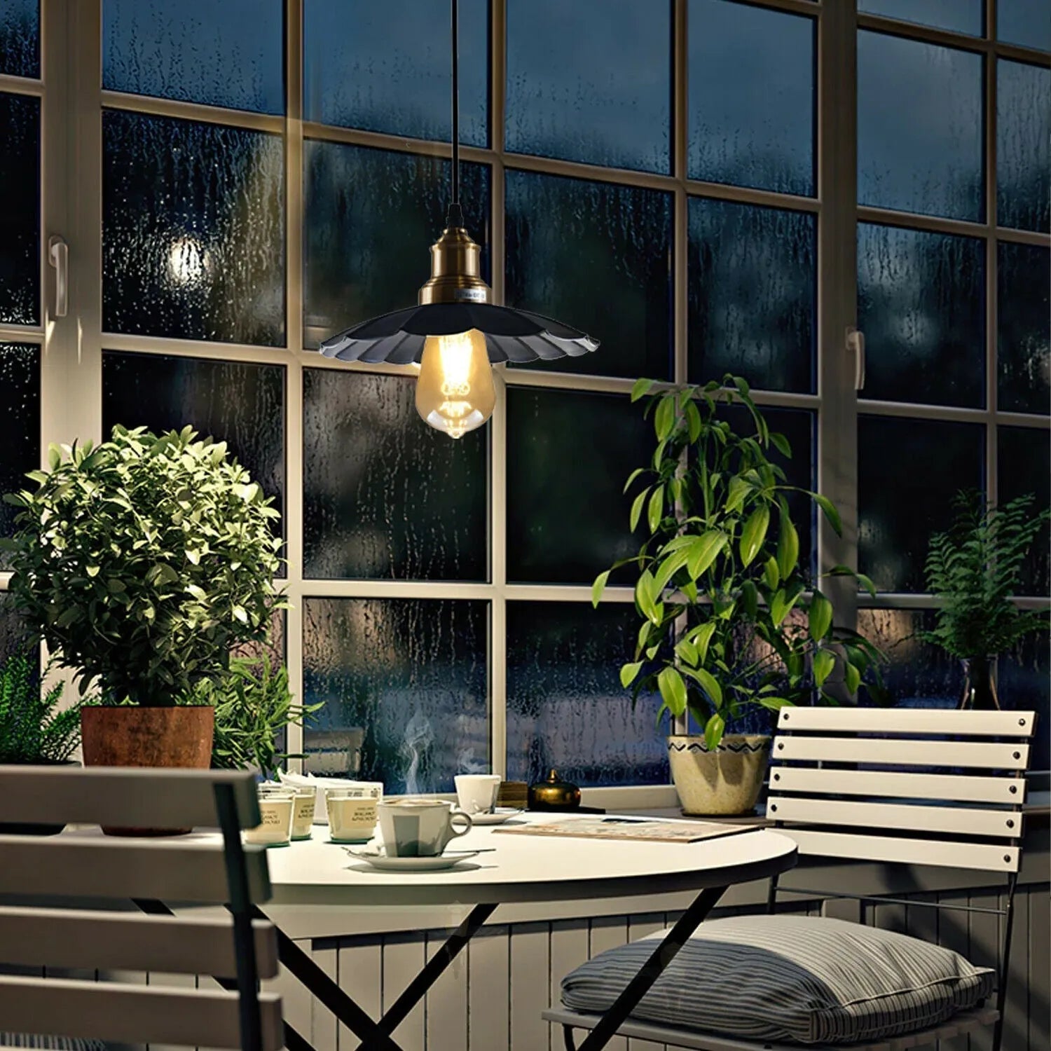Pendant Light Iron Frame Nordic Style White Shade | Lenvora