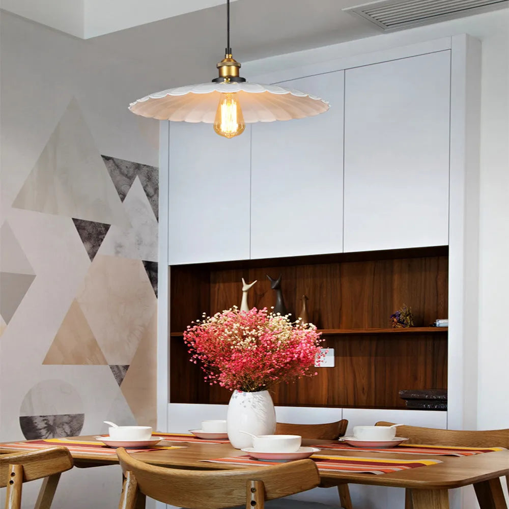 Pendant Light Iron Frame Nordic Style White Shade | Lenvora