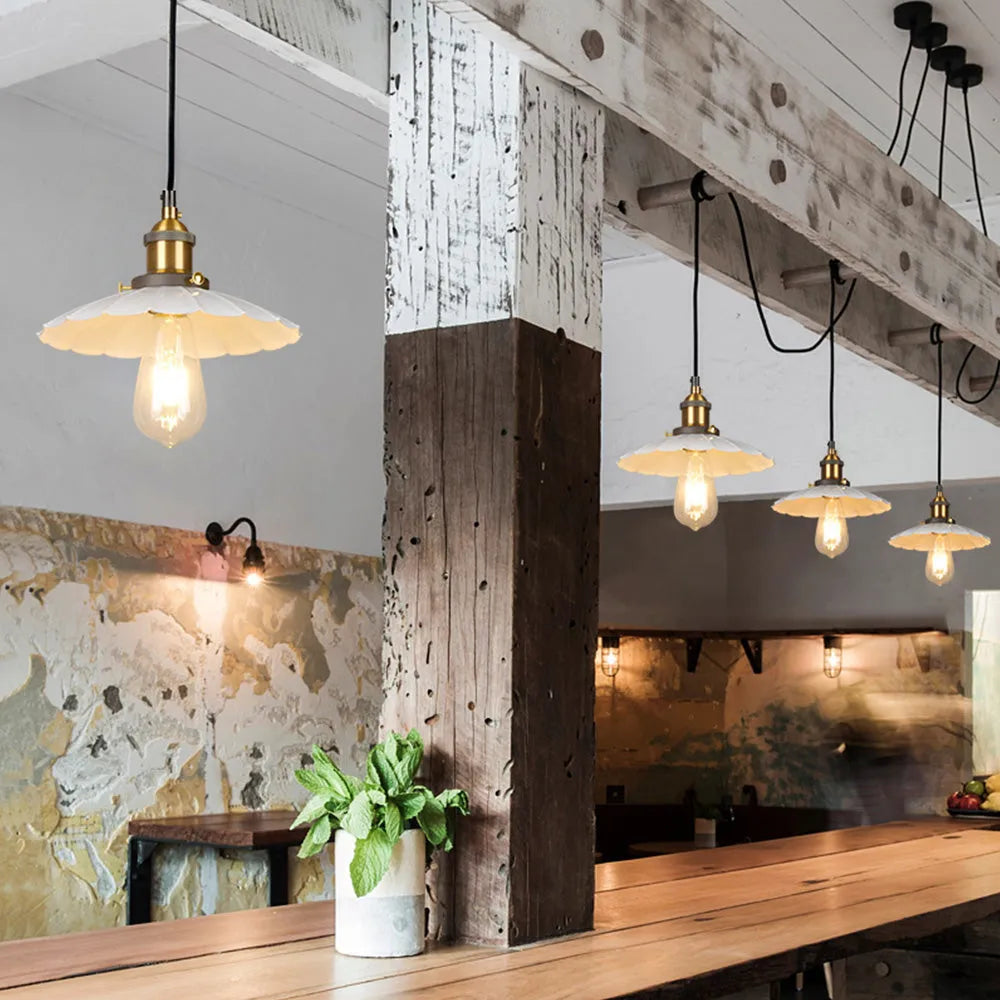 Pendant Light Iron Frame Nordic Style White Shade | Lenvora