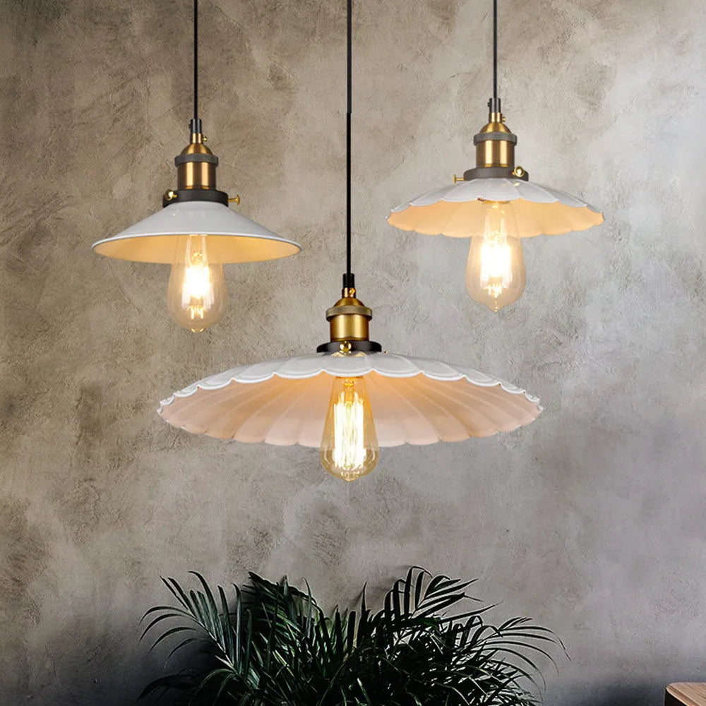 Pendant Light Iron Frame Nordic Style White Shade | Lenvora