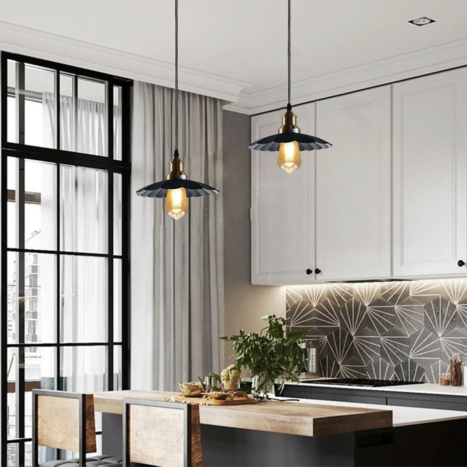 Pendant Light Iron Frame Nordic Style White Shade | Lenvora