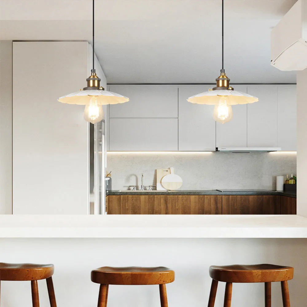 Pendant Light Iron Frame Nordic Style White Shade | Lenvora